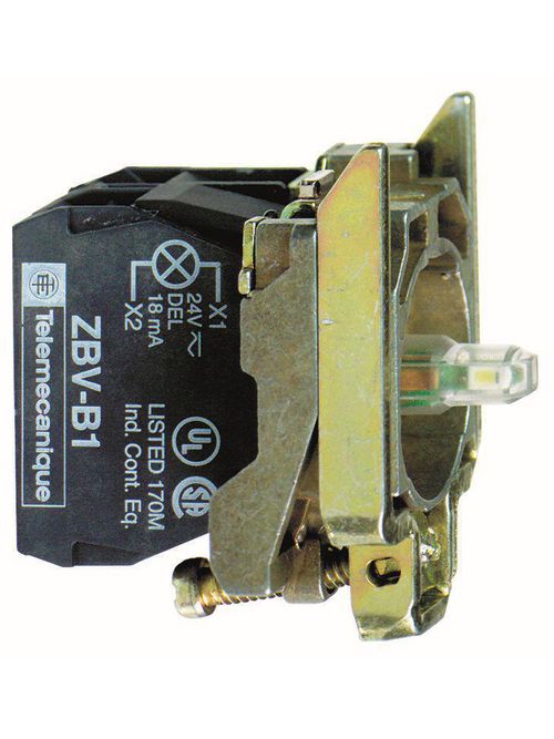 Product image for Square D ZB4BW0B42 24 Volt Red Protected LED Light Block with 1NC Contact