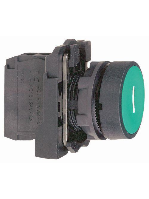 Product image for Square D XB5AA3311 22 mm 600 VAC 1.2 Amp 1NO Green Round Momentary Flush Non-Illuminated Push Button
