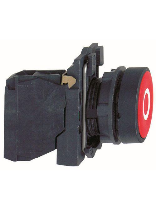 Product image for Square D XB5AA4322 22 mm 600 VAC 1.2 Amp 1NC Red Round Momentary Flush Non-Illuminated Push Button