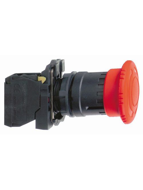 Product image for Square D XB5AS8445 22 mm 600 VAC 1.2 Amp 1NO 1NC Round Trigger Action Turn-to-Release Non-Illuminated Push Button