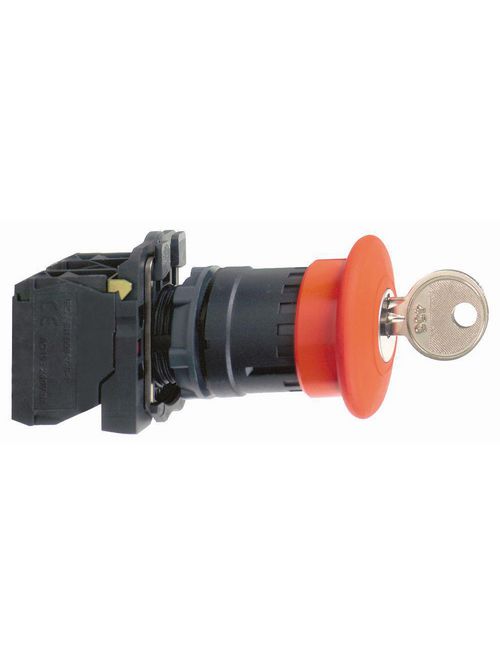 Product image for Square D XB5AS9445 22 mm 600 VAC 1.2 Amp 1NO 1NC Round Trigger Action Key Release Non-Illuminated Push Button