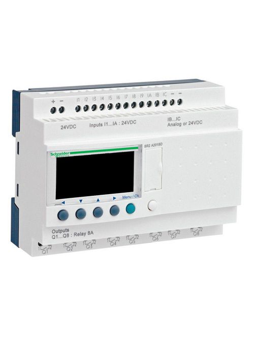 Product image for Square D SR2A201BD 24 VDC 20-I/O PLC Compact Smart Relay