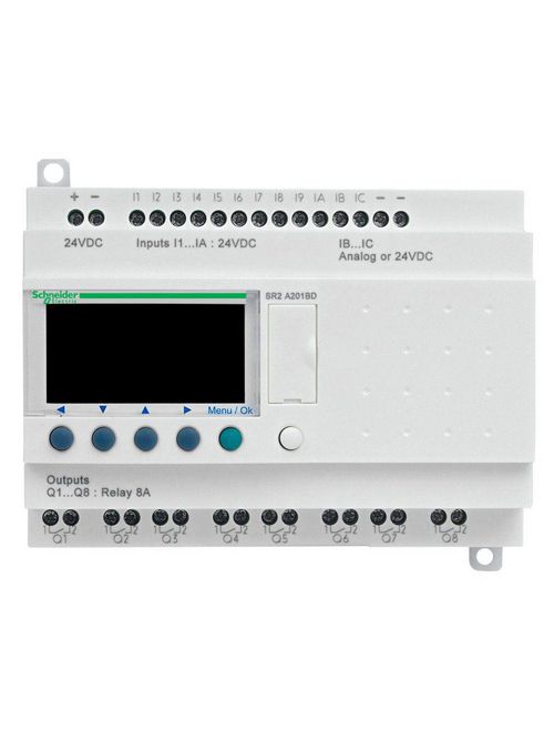 Product image for Square D SR2A201FU 100 to 240 VAC 20-I/O PLC Compact Smart Relay