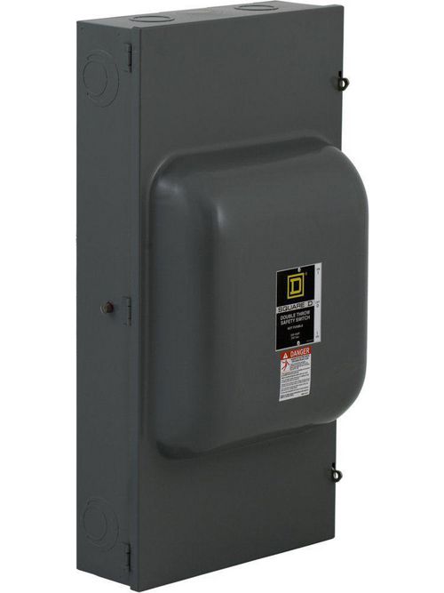 Product image for Square D 82354 240 VAC 200 Amp 15 Hp 3-Pole Steel NEMA 1 Non-Fusible Double Throw Safety Switch