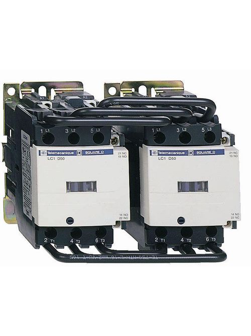 Product image for Square D LC2D50G7 575 VAC 50 Amp 3-Pole 1NO 1NC Touch Safe Terminal Full Voltage Reversing IEC Contactor
