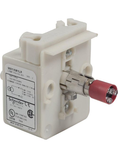 Product image for Square D 9001KM1LR 110 to 120 Volt Red LED 30 mm Push Button Light Module