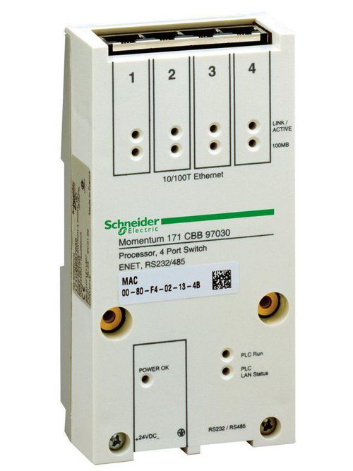 Product image for Square D 171CBB97030 512 kB RAM 1 Mb Flash 4-Ethernet Port Processor