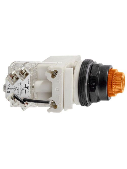 Product image for Square D 9001SKT38LYA31 30.5 mm 120 VAC/VDC Yellow Lens Plastic Bezel LED Push to Test Pilot Light