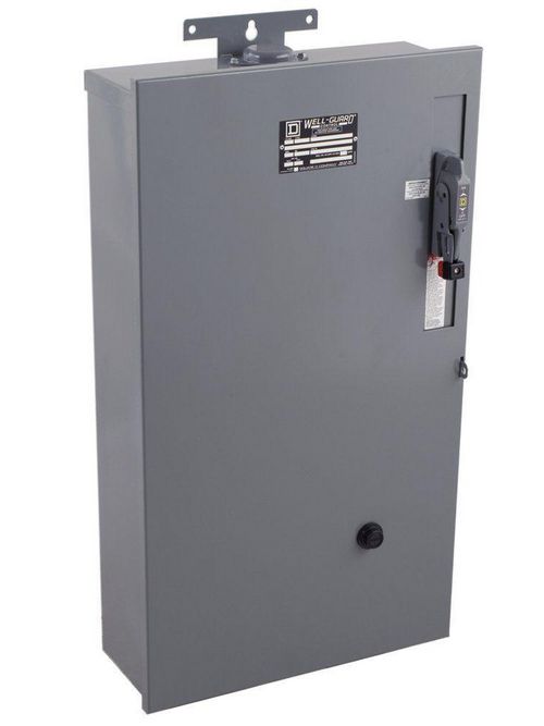 Product image for Square D 8940WD3S2V02S 110/120 VAC 45 Amp 25 Hp 3-Pole NEMA 3R Full Voltage Fusible Switch Pump Panel