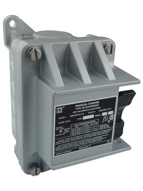 Product image for Square D 2510FR2 277 VAC 16 Amp 1 Hp 2-Pole NEMA 3R/7/9 Non-Reversing Manual Starter