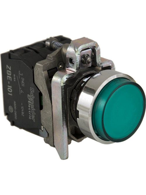 Product image for Square D XB4BW13G5 22 mm 120 VAC 14 mA 1NO 1NC Green Round Momentary Extended Illuminated Push Button