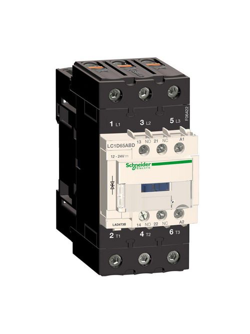 Product image for Square D LC1D65ABD 24 VDC 65 Amp 3-Pole 1NO 1NC Screw Terminal Full Voltage Non-Reversing IEC Contactor