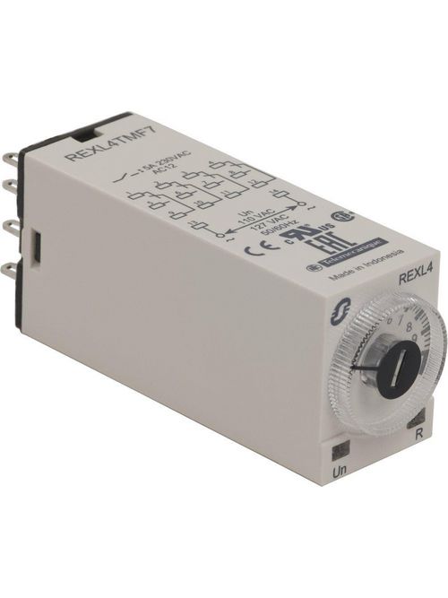 Product image for Square D REXL4TMF7 120 VAC 5 Amp 0.1 Second to 100 Hour Multi-Function Timing Relay