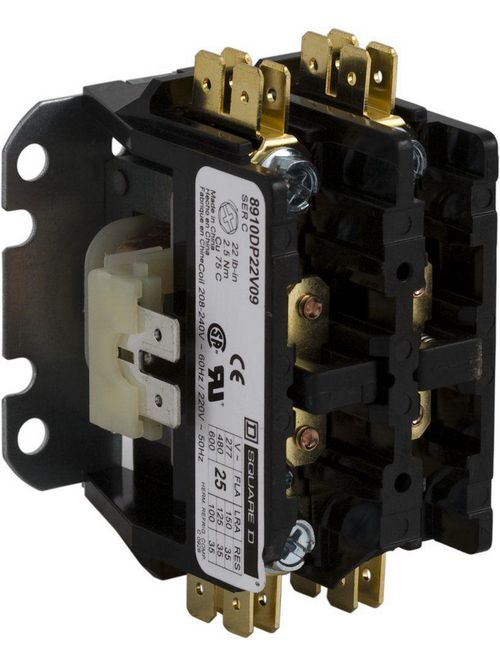 Product image for Square D 8910DP22V04 277 VAC 25 Amp 2-Pole 2NO NEMA 1 Non-Reversing Definite Purpose Contactor