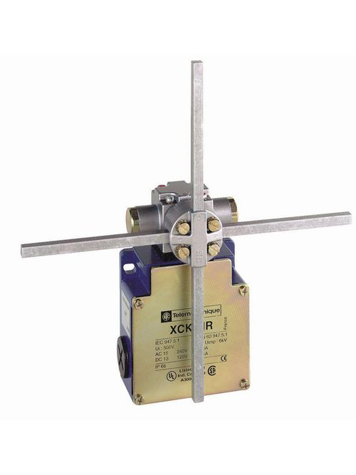 Product image for TES XCKMR54D1 Limit switch, Limit switches XC Standard, XCKMR, stay put crossed rods lever 6 mm, 2x(2 NC), slow, Pg13