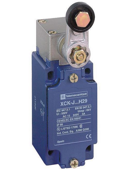 Product image for TES XCKJ10511H29 Limit switch, XC Standard, XCKJ, thermoplastic roller lever, 1NC+1 NO, snap action, M20