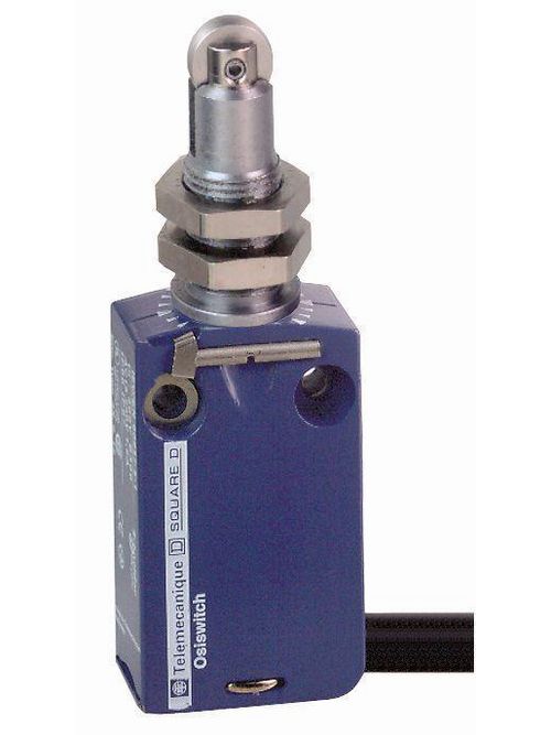 Product image for TES XCMD21F2L1 Limit switch, Limit switches XC Standard, XCMD, M12 steel roller plunger, 1NC+1 NO, snap, 1 m