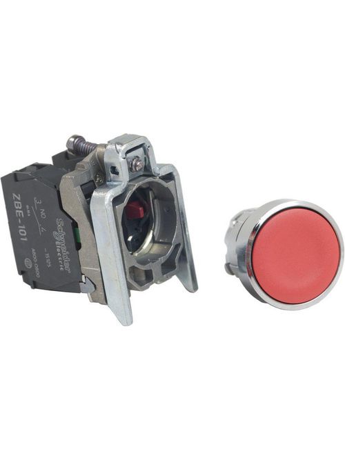 Product image for Square D XB4BA45 22 mm 600 VAC 1.2 Amp 1NO 1NC Red Round Momentary Flush Non-Illuminated Push Button