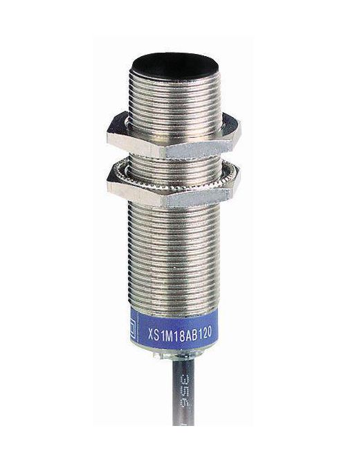 Product image for TES XS1M18AB120 Inductive proximity sensors XS, inductive sensor XS1 M18, L53mm, brass, Sn5mm, 12...24 VDC, cable 2 m