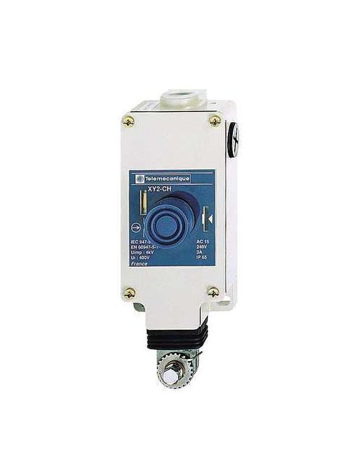 Product image for TES XY2CH13250H7 Latching emergency stop rope pull switch, TES rope pull switches XY2C, e XY2CH, 1NC+1 NO, booted pushbutton