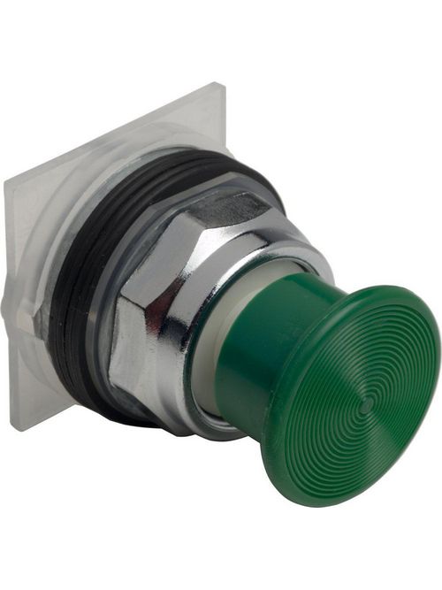 Product image for Square D 9001KR24G 30 mm Green Body Metal Bezel Momentary Mushroom Round Non-Illuminated Push Button Operator