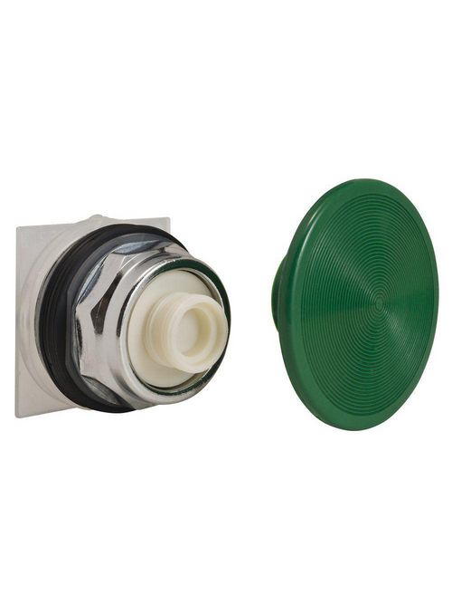 Product image for Square D 9001KR25G 30 mm Green Body Metal Bezel Momentary Mushroom Round Non-Illuminated Push Button Operator