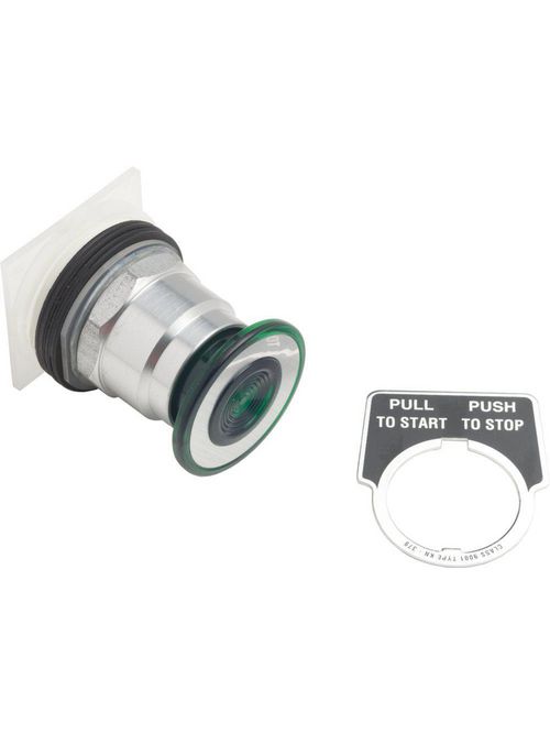 Product image for Square D 9001KR8G 30 mm Green Body Chrome Plated Metal Bezel 3-Position Mushroom Non-Illuminated Push-Pull Operator
