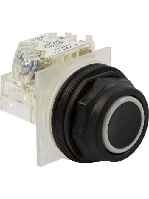 Product image for Square D 9001SKR1BH13 30 mm 600 VAC Momentary 1NO 1NC Black Lens Plastic Bezel Non-Illuminated Push Button