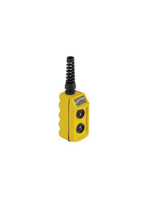 Product image for Square D 9001BW93Y 600 VAC/VDC 5 Amp 2NO Yellow Thermoplastic NEMA 1/3/3R/4/4X 2-Button 1-Speed Pendant Station
