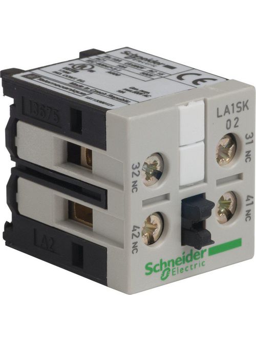 Product image for Square D LA1SK02 600 Volt 10 Amp 2NC Screw Clamp Terminal Contactor Adder Deck