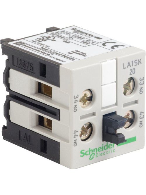 Product image for Square D LA1SK20 600 Volt 10 Amp 2NO Screw Clamp Terminal Contactor Adder Deck