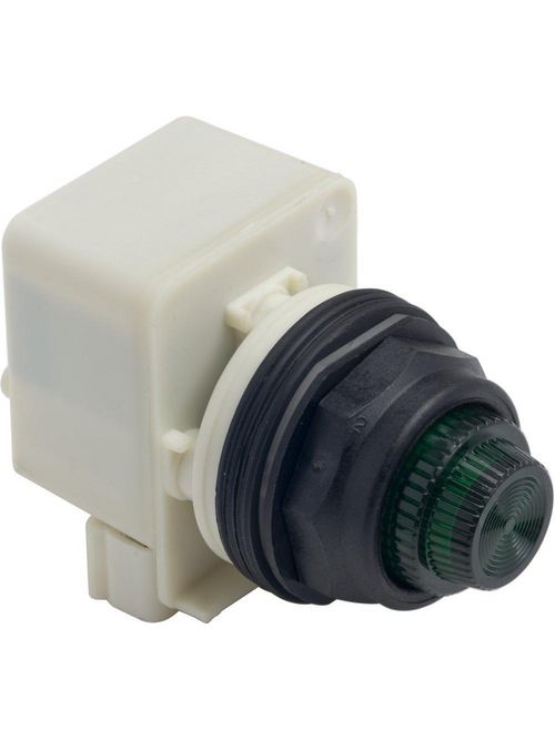 Product image for Square D 9001SKP1LGG31 30 mm 120 VAC Green Lens Plastic Bezel LED Standard Round Pilot Light