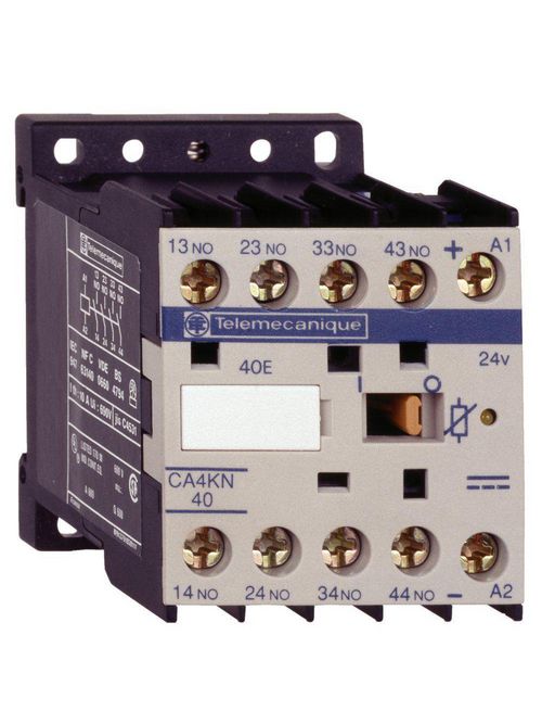 Product image for Square D CA4KN22BW3 24 VDC 10 Amp 18 W 4-Pole 2NO 2NC IEC Control Relay