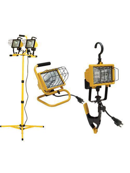 Product image for Hubbell Lighting QWL1000T 500 W 120 Volt Yellow Powder Coated Die-Cast Aluminum Tripod Mount Portable Quartz Work Light