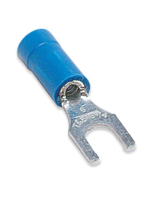 Thomas & Betts 14RB-6FCP 18-14 AWG #6 Blue Insulated Vinyl Fork Terminal Thomas & Betts 14RB-6FCP 18-14 AWG #6 Blue Insulated Vinyl Fork Terminal