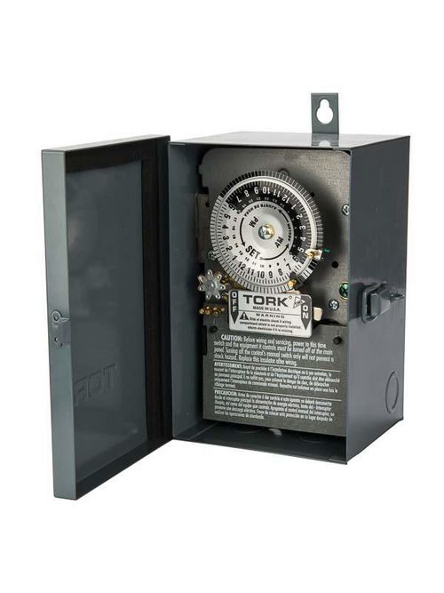 Product image for Tork 7300 120 VAC 60 Hz 40 Amp NEMA 3 24 Hour Metal 3PST Electromechanical Time Switch