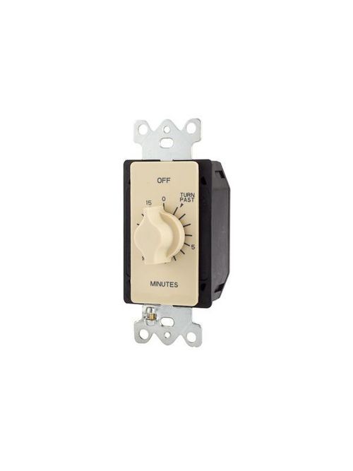 Tork A515M 125/277 VAC 60 Hz 20 Amp 15 Minute Ivory SPST Springwound Auto Off In-Wall Electromechanical Time Switch