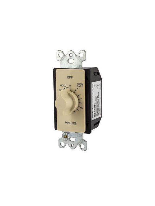 Product image for Tork A515MH 125/277 VAC 60 Hz 20 Amp 15 Minute Ivory SPST Springwound Hold Auto Off In-Wall Electromechanical Time Switch