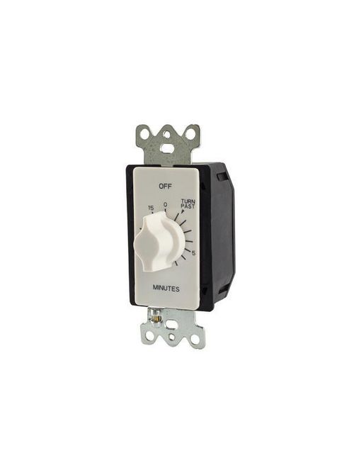 Product image for Tork A515MW 125/277 VAC 60 Hz 20 Amp 15 Minute White SPST Springwound Auto Off In-Wall Electromechanical Time Switch