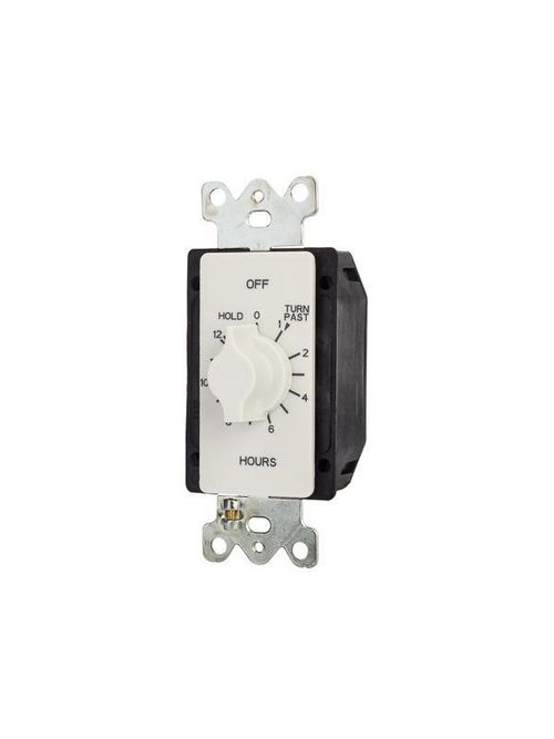 Product image for Tork A512HHW 125/277 VAC 60 Hz 20 Amp 12 Hour White SPST Springwound Hold Auto Off In-Wall Electromechanical Time Switch
