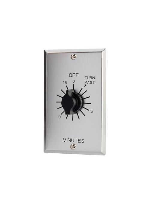 Product image for Tork C515M 125/277 VAC 60 Hz 20 Amp 15 Minute Metal Brushed SPST Springwound Auto Off In-Wall Electromechanical Time Switch