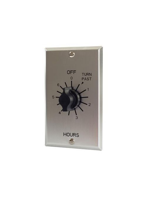 Product image for Tork C506H 125/277 VAC 60 Hz 20 Amp 6 Hour Metal Brushed SPST Springwound Auto Off In-Wall Electromechanical Time Switch