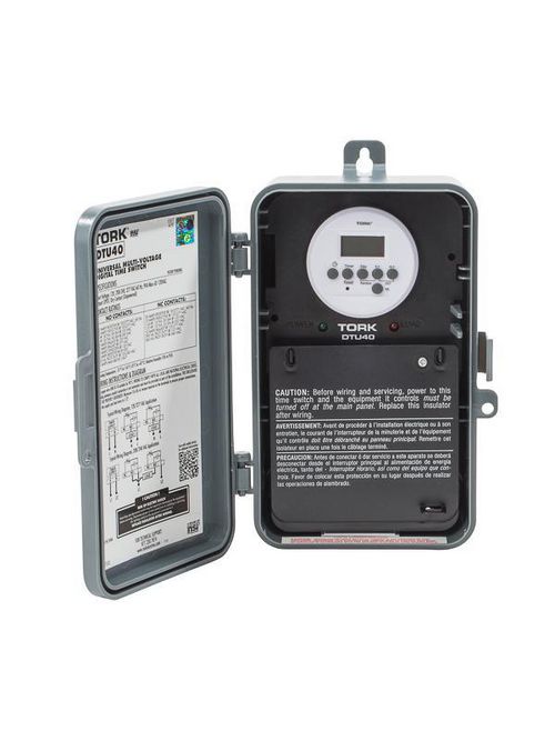 Product image for Tork DTU40 120/277 VAC 60 Hz 40 Amp 7 Day DPDT 1-Channel Digital Time Switch