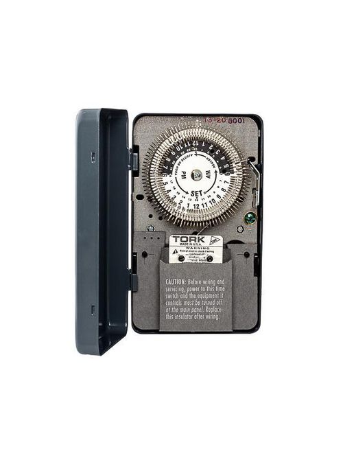 Product image for Tork 8001 120 VAC 60 Hz 40 Amp NEMA 1 24 Hour Metal SPDT Electromechanical Time Switch