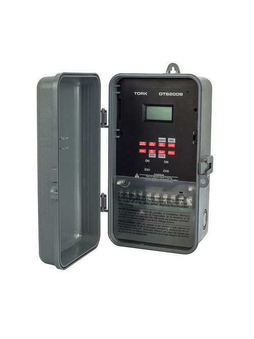 Product image for Tork DTS200B 120/277 VAC 60 Hz 20 Amp 7 Day SPDT 2-Channel Digital Time Switch