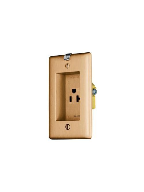 Product image for Hubbell Wiring Devices RR151CHI 15 Amp 125 Volt Ivory Clock Hanger Recessed Receptacle