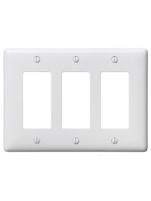Hubbell Wiring Devices NP263W 3-Gang White Nylon Standard 3-Decorator Switch Wallplate Hubbell Wiring Devices NP263W 3-Gang White Nylon Standard 3-Decorator Switch Wallplate
