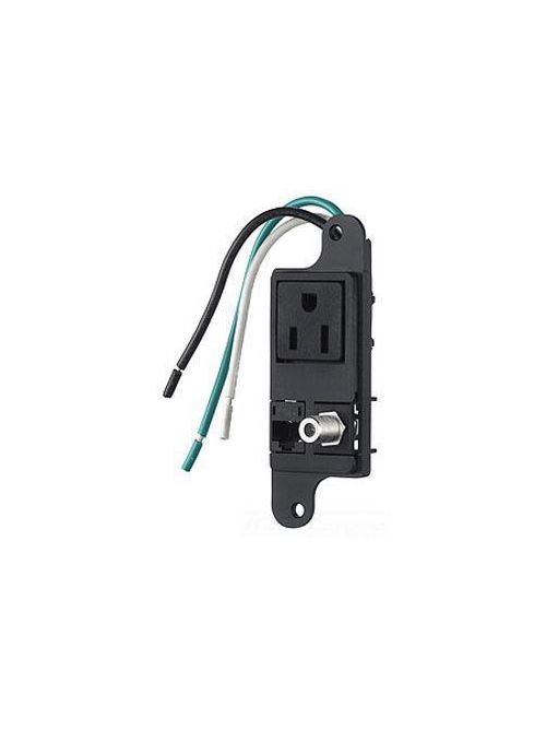 Product image for HUBBELL RJ650BK CAT5E F-CONNECTOR AND SINGLE 5-15R REC