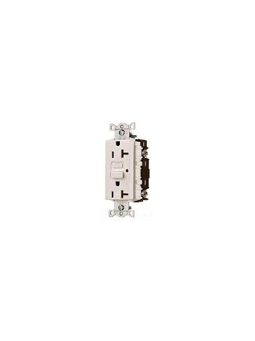 Product image for Hubbell Wiring Devices GF20GYL 20 Amp 125 Volt 2-Pole 3-Wire NEMA 5-20R Gray Switch/GFCI Receptacle with LED Indicator