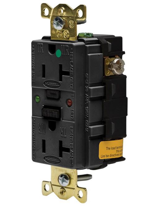 Product image for HUBW GFTR15BK 15A 125V GFCI RCPT